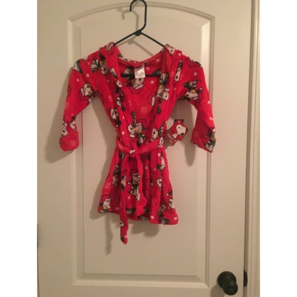 Peanuts Other - Snoopy Peanuts Christmas Toddler Boys Soft Fleece Bathrobe Robe Size 2T